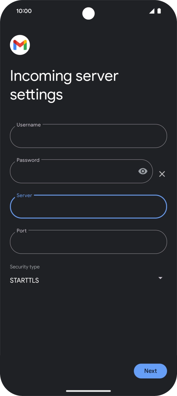 Press the field below 'Port' and key in 993.