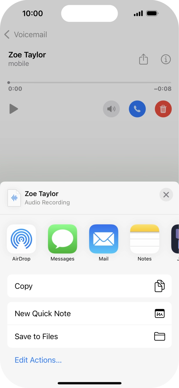 Press the required setting and follow the instructions on the screen to share or save the message. Press the required setting and follow the instructions on the screen to share or save the message.