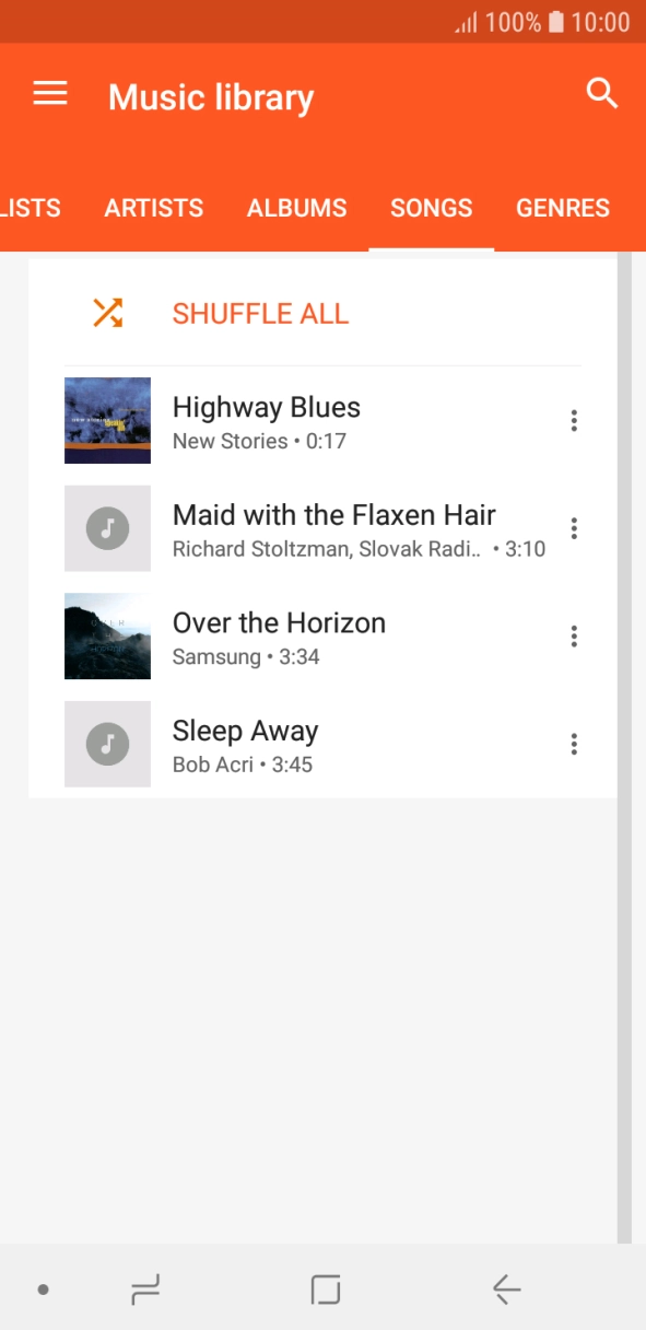 Press the required audio file.