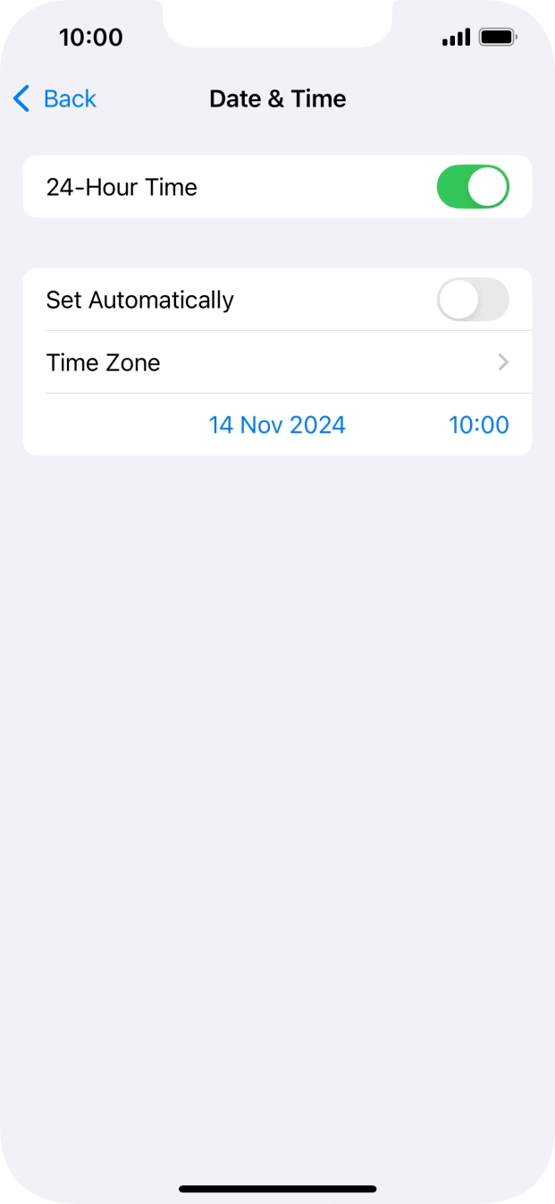 Press the indicator next to 'Set Automatically' to turn on the function.