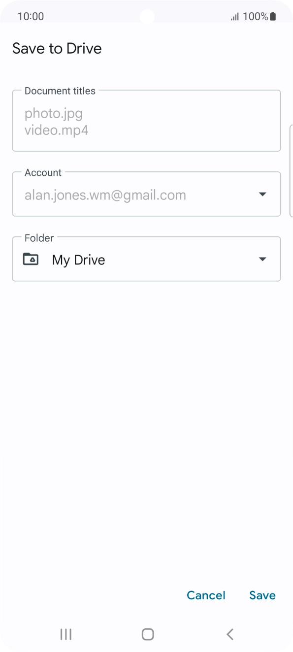 Press the field below 'Folder' and go to the required folder.