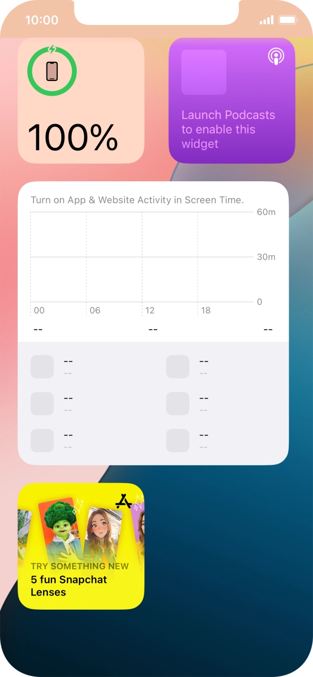 Press and hold the required widget until a pop-up menu is displayed.