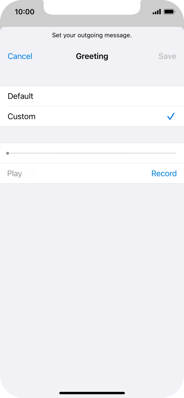 Press Record to start recording a personal greeting. Press Record to start recording a personal greeting.