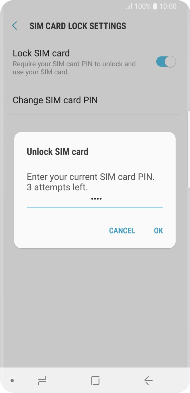 Key in your SIM PIN and press OK. The default SIM PIN is 0000.