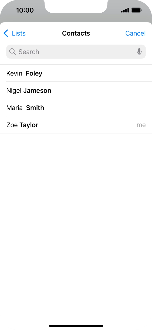 Press the required contact.