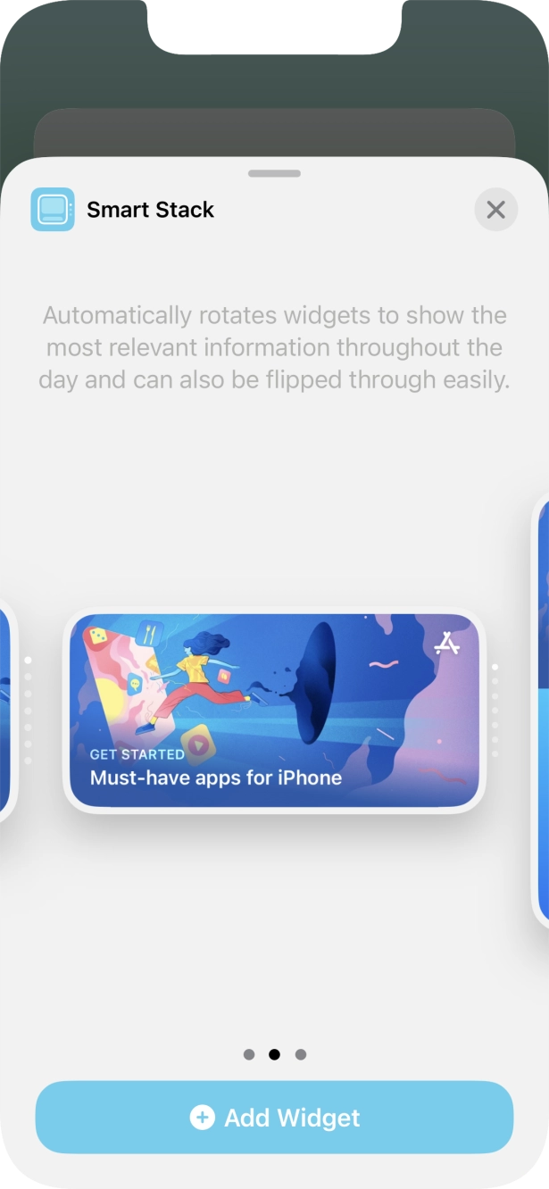 Slide your finger right or left on the screen to select the required widget size. Slide your finger right or left on the screen to select the required widget size.