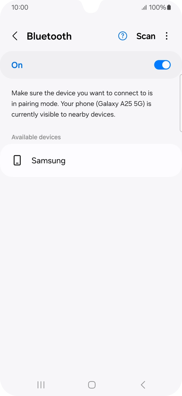 Press the required Bluetooth device and follow the instructions on the screen to pair the device with your phone.
