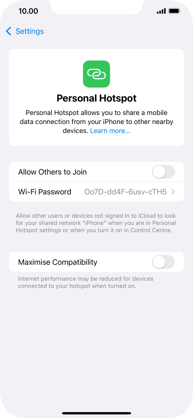 Press Wi-Fi Password and key in the required password.
