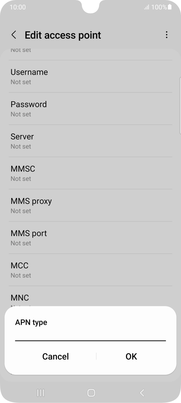 Key in default and press OK. Key in default and press OK.