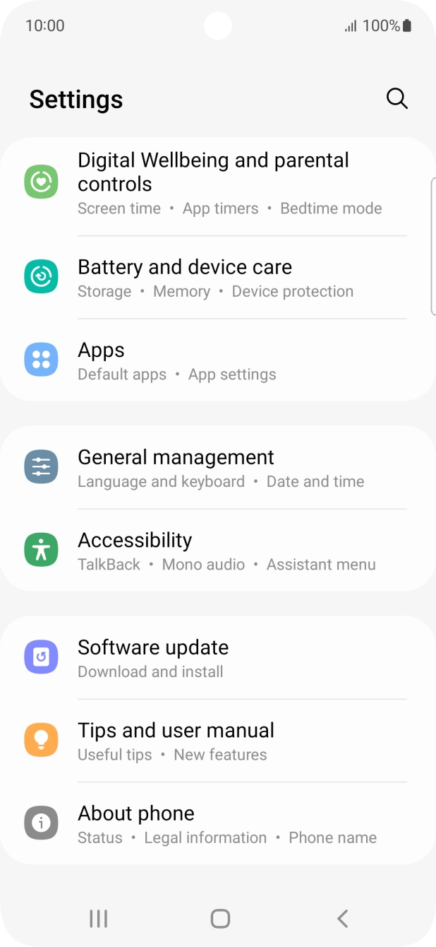 Press Battery and device care.