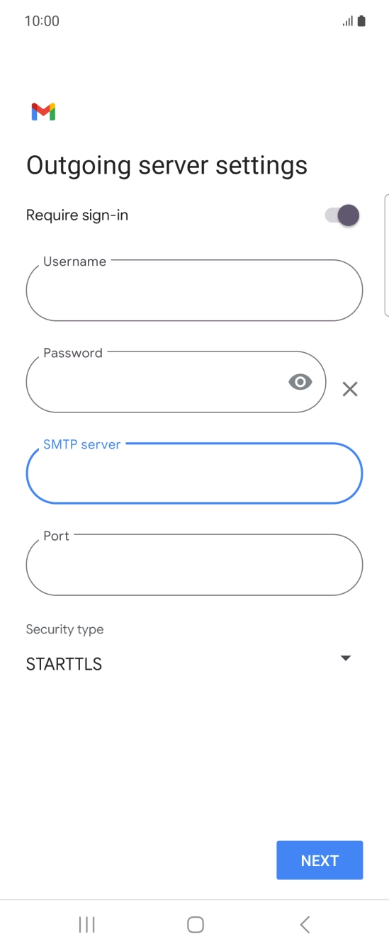 Press the field below 'Port' and key in 587. Press the field below 'Port' and key in 587.