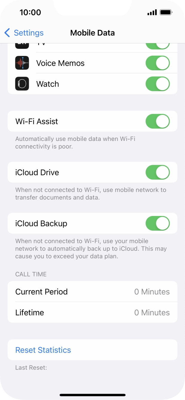 Press the indicator next to 'Wi-Fi Assist' to turn the function on or off.