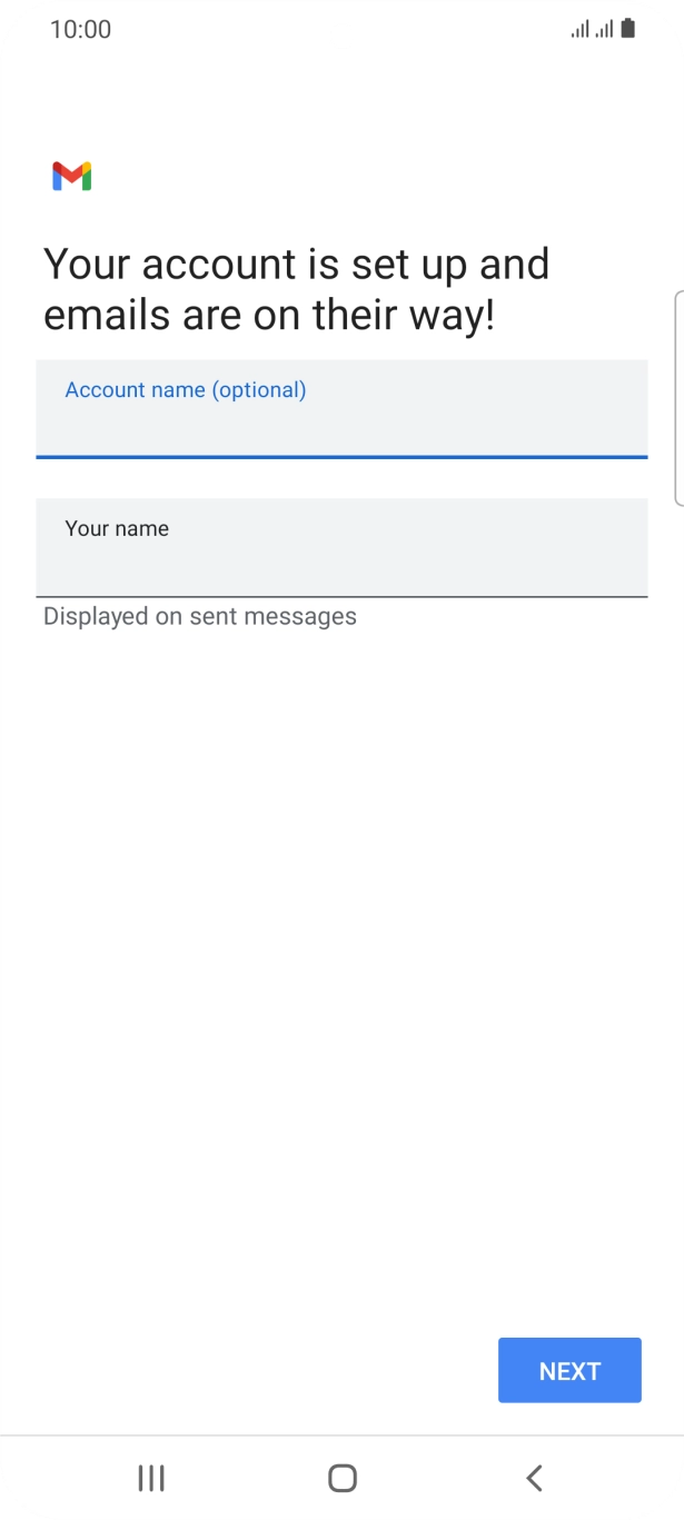 Press the field below 'Your name' and key in the required sender name.