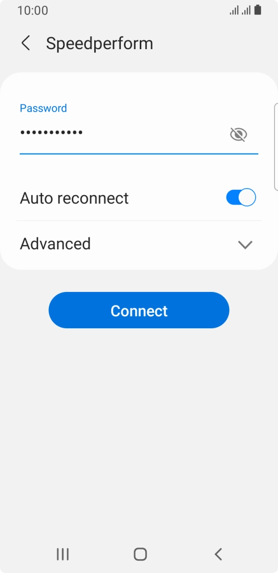 Key in the password for the WiFi network and press Connect.