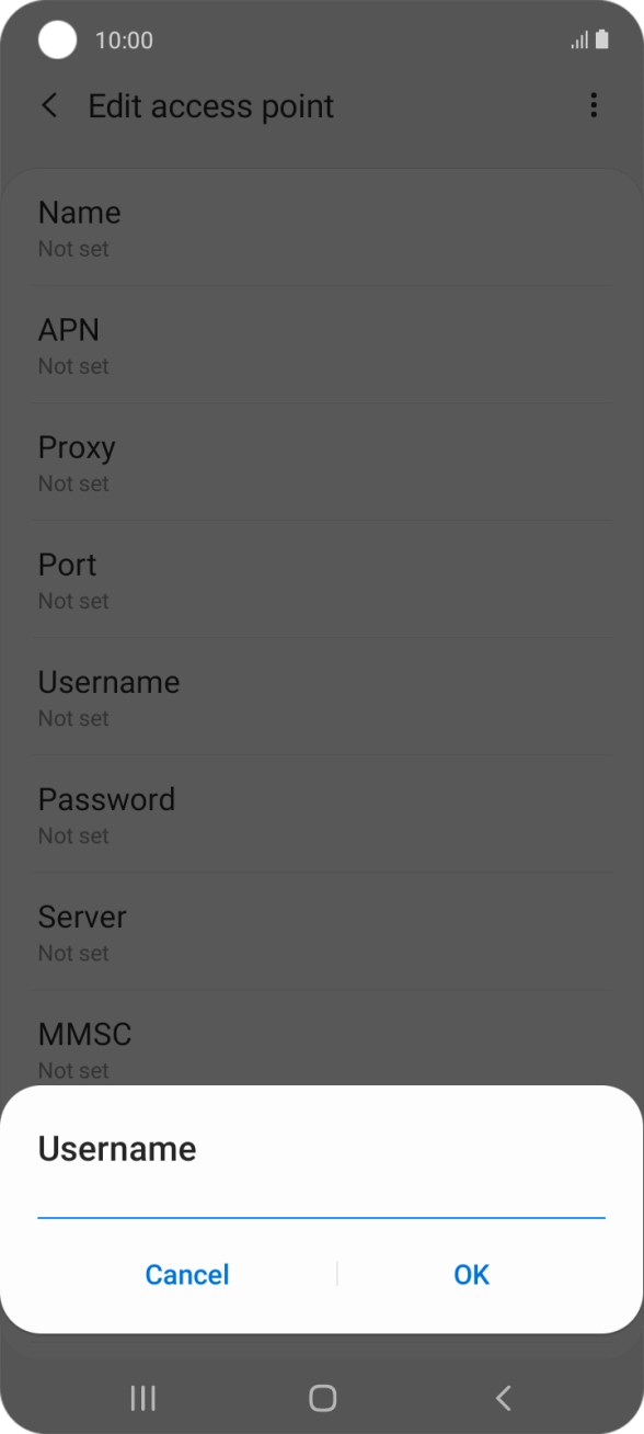 Key in o2wap and press OK.