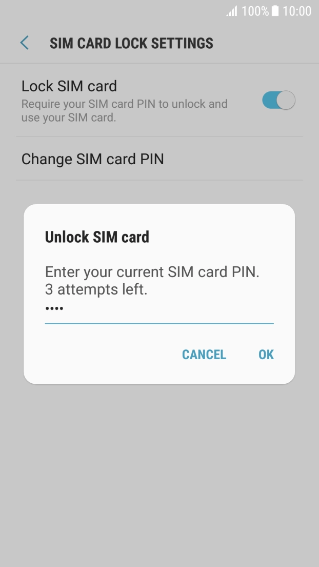 Key in your SIM PIN and press OK. The default SIM PIN is 0000.