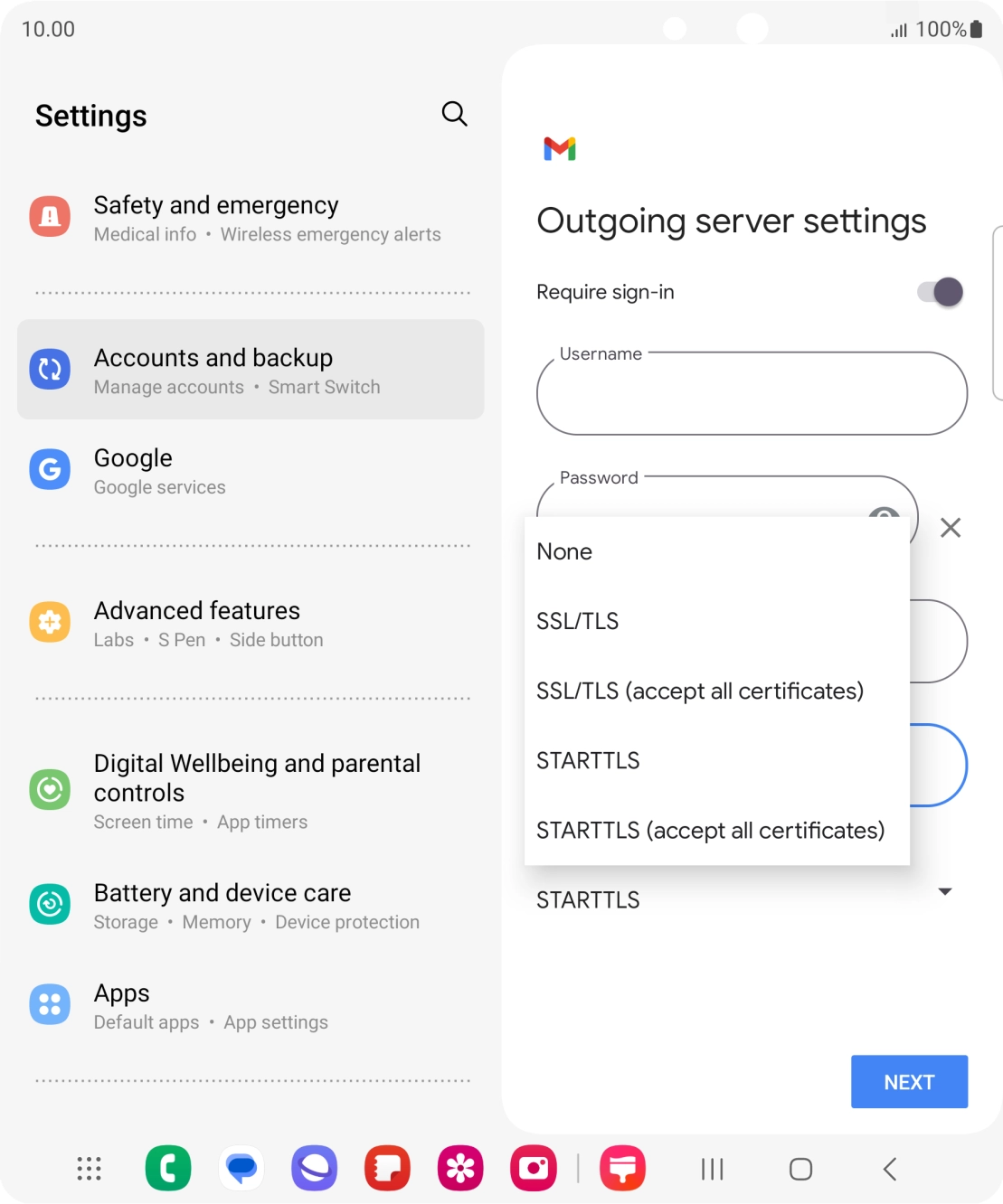 Press SSL/TLS. Press SSL/TLS.