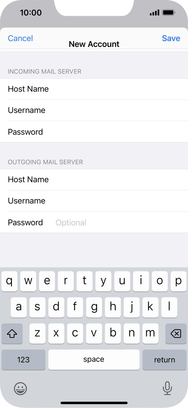 Press Password and key in the password for your email account. Press Password and key in the password for your email account.