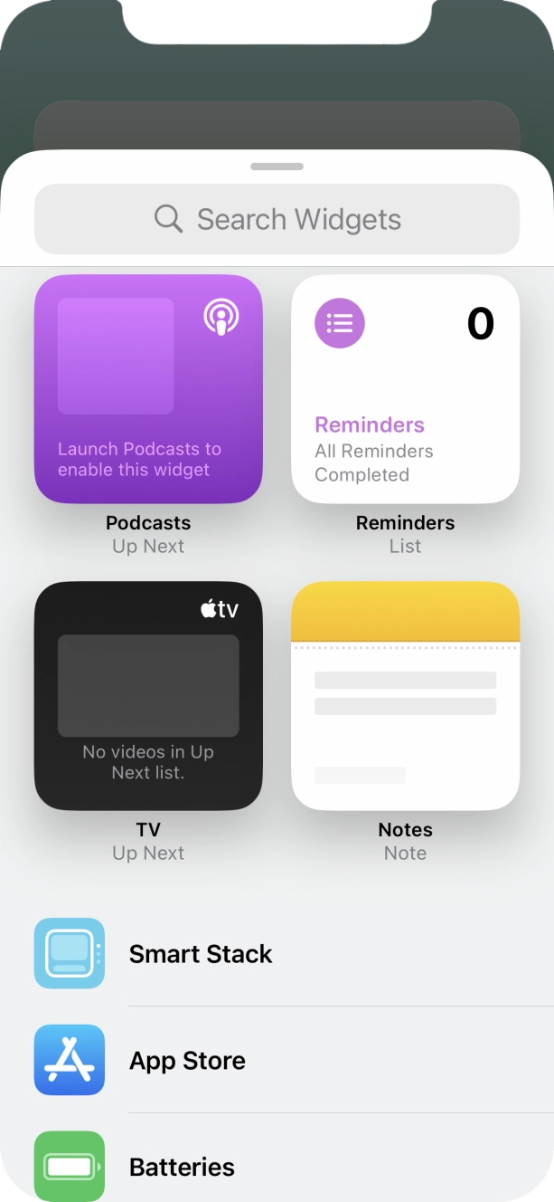 Press the required widget. Press the required widget.