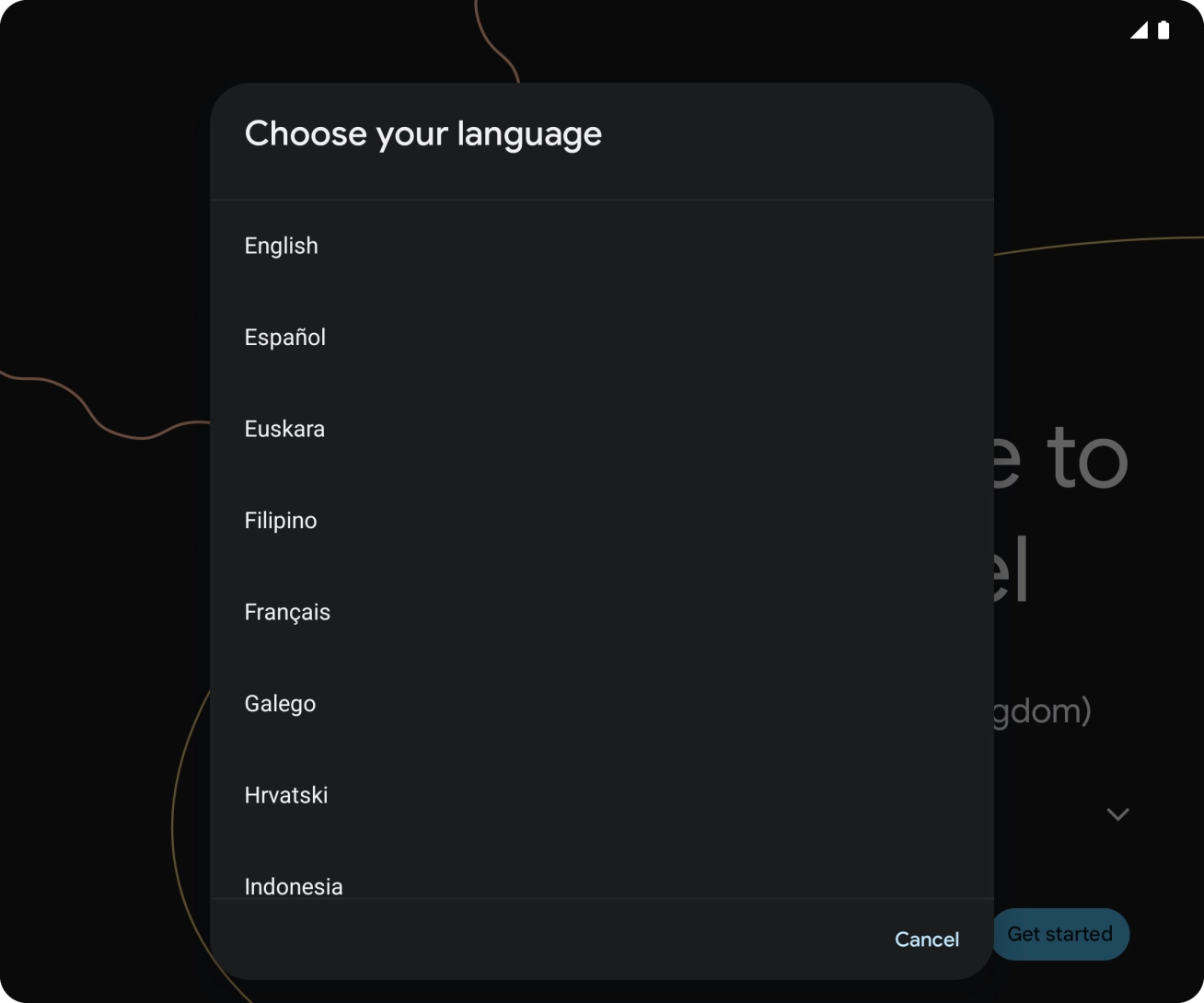 Press the required language. Press the required language.