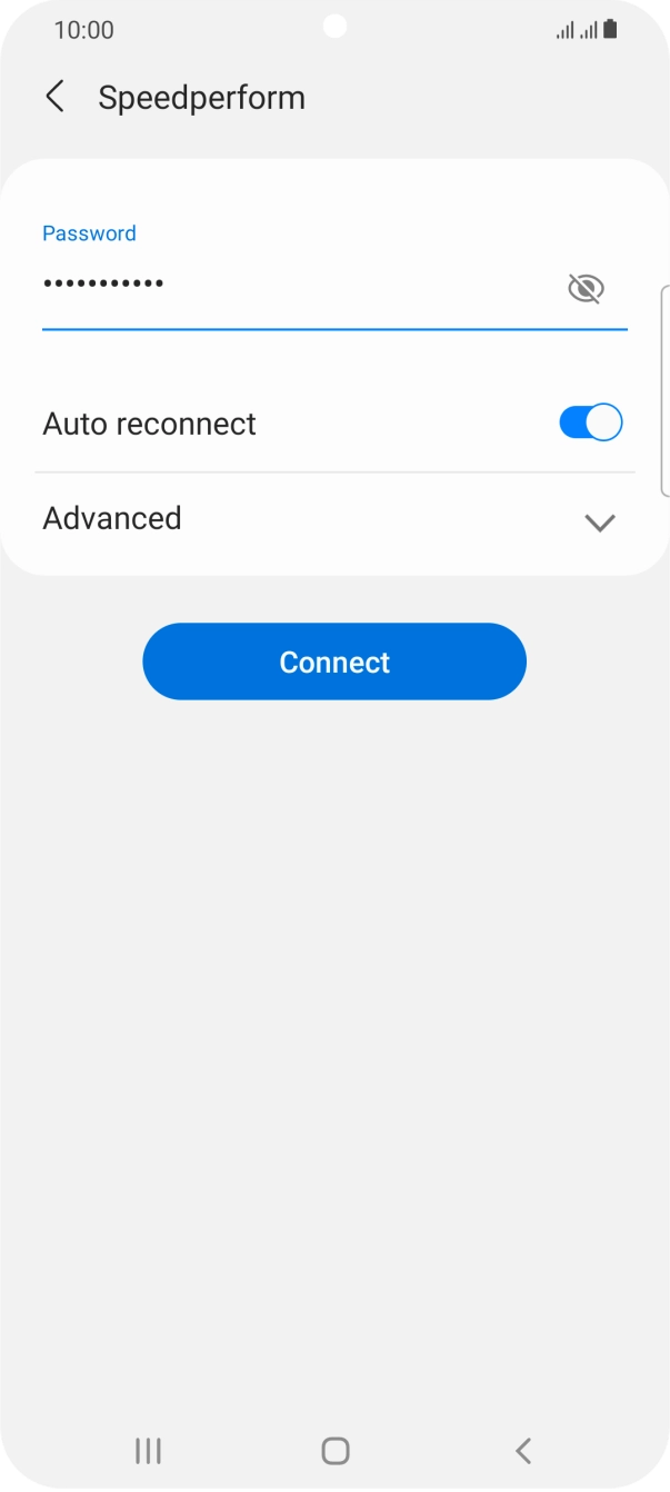 Key in the password for the WiFi network and press Connect.