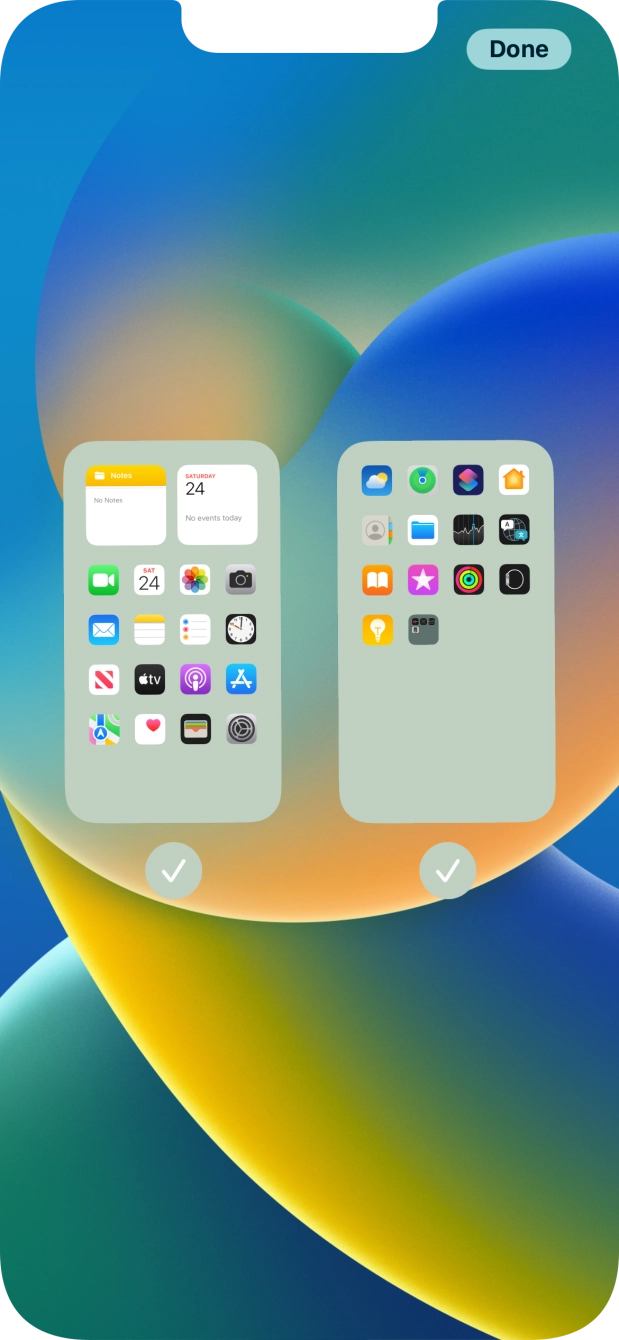 Press the fields below the required home screens to select or deselect them. Press the fields below the required home screens to select or deselect them.