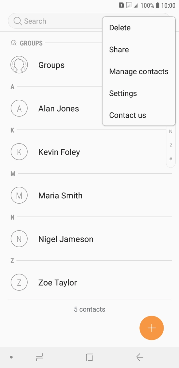 Press Manage contacts.