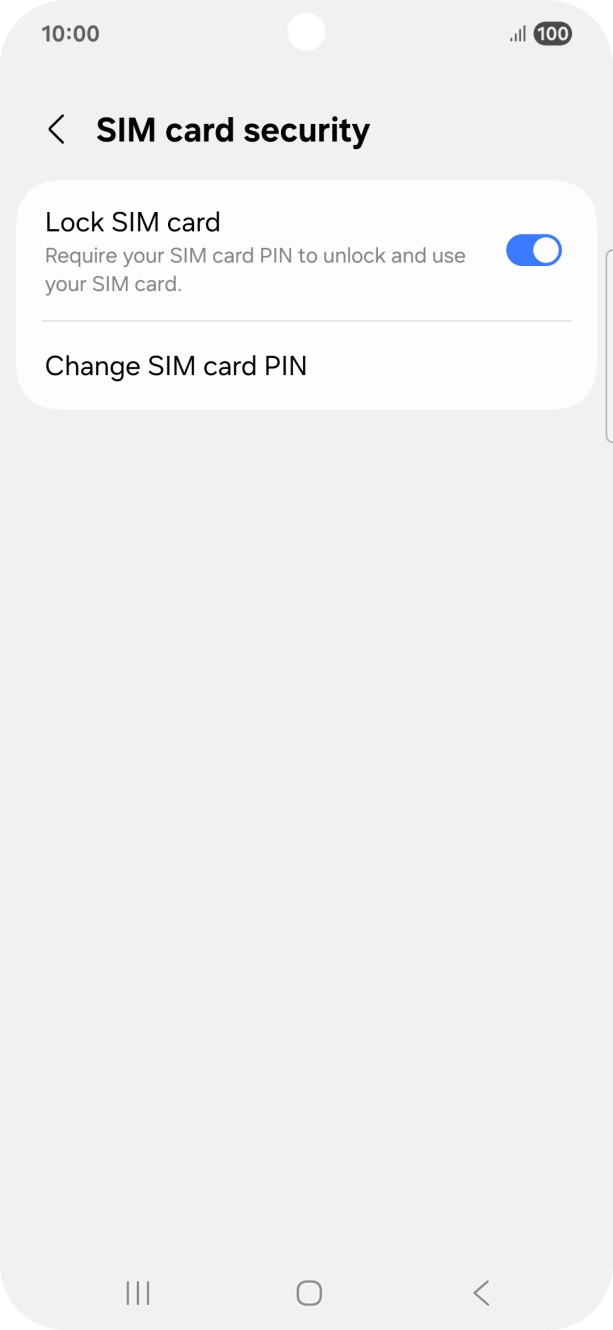 Press the indicator next to 'Lock SIM card' to turn the function on or off.