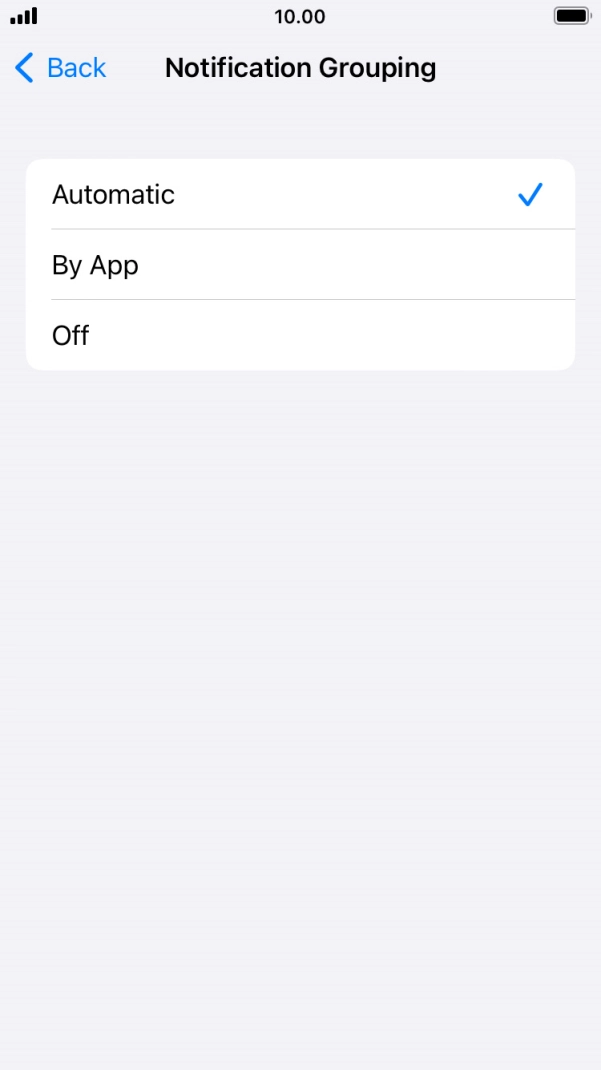 Press the required setting. Press the required setting.