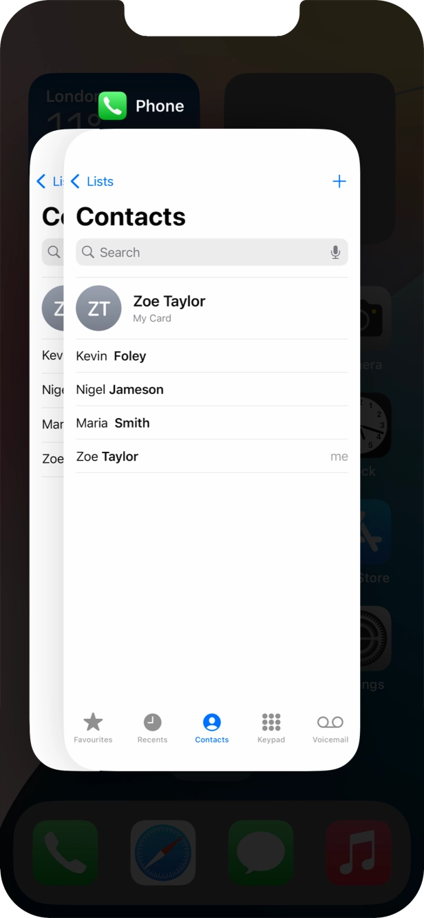 Slide upwards on the required application to end it. Slide upwards on the required application to end it.