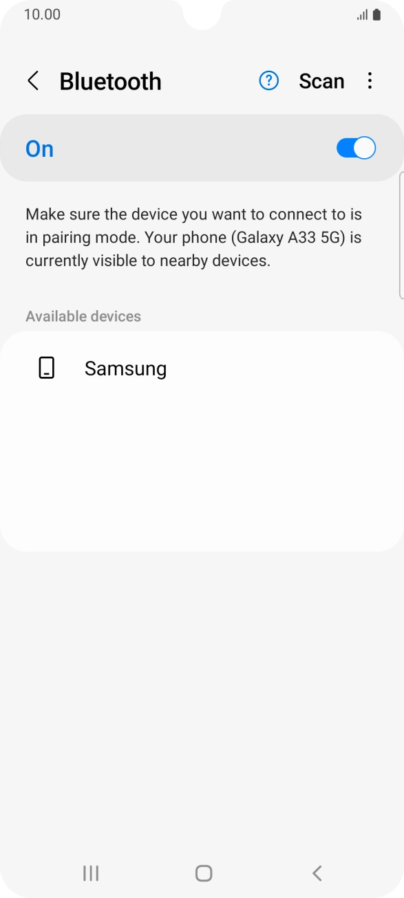 Press the required Bluetooth device and follow the instructions on the screen to pair the device with your phone.