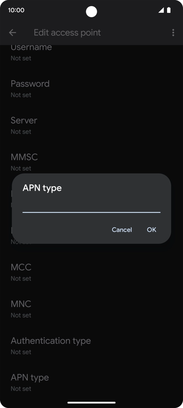Key in default and press OK.