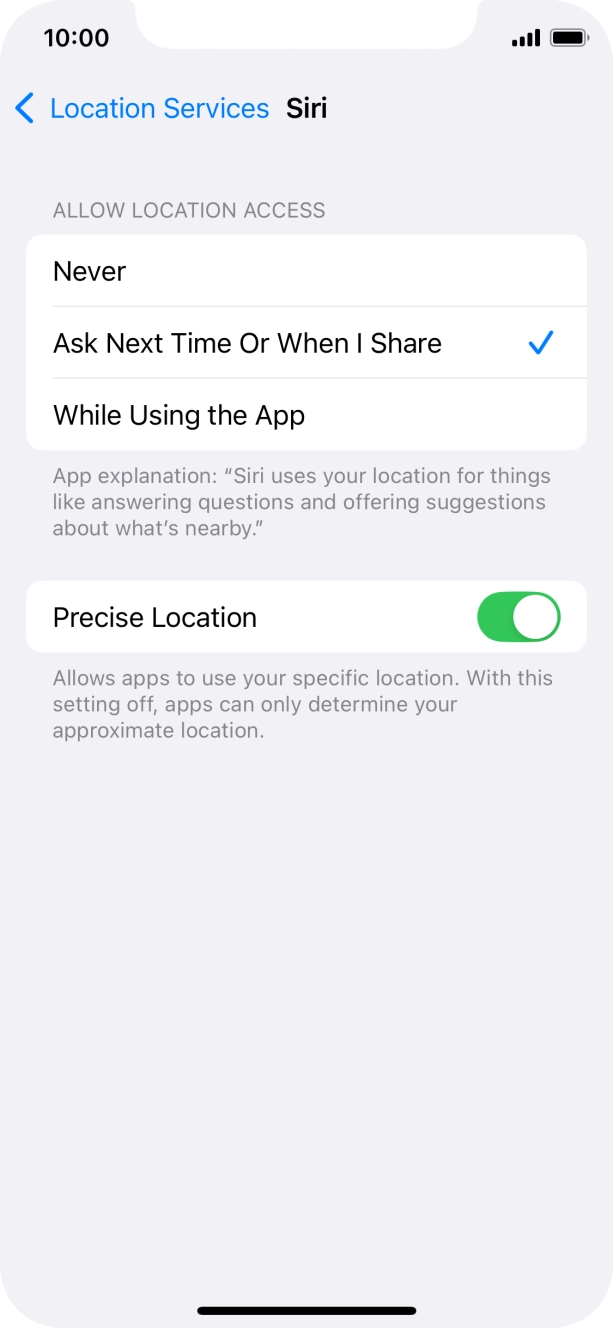 Press the required setting to turn the function on or off. Press the required setting to turn the function on or off.