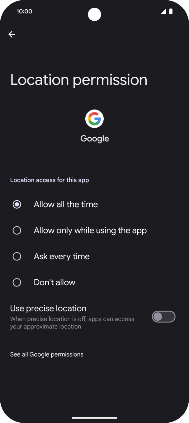 Press the required setting. Press the required setting.