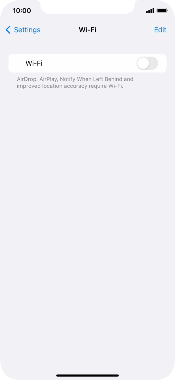 Press the indicator next to 'Wi-Fi' to turn on the function.