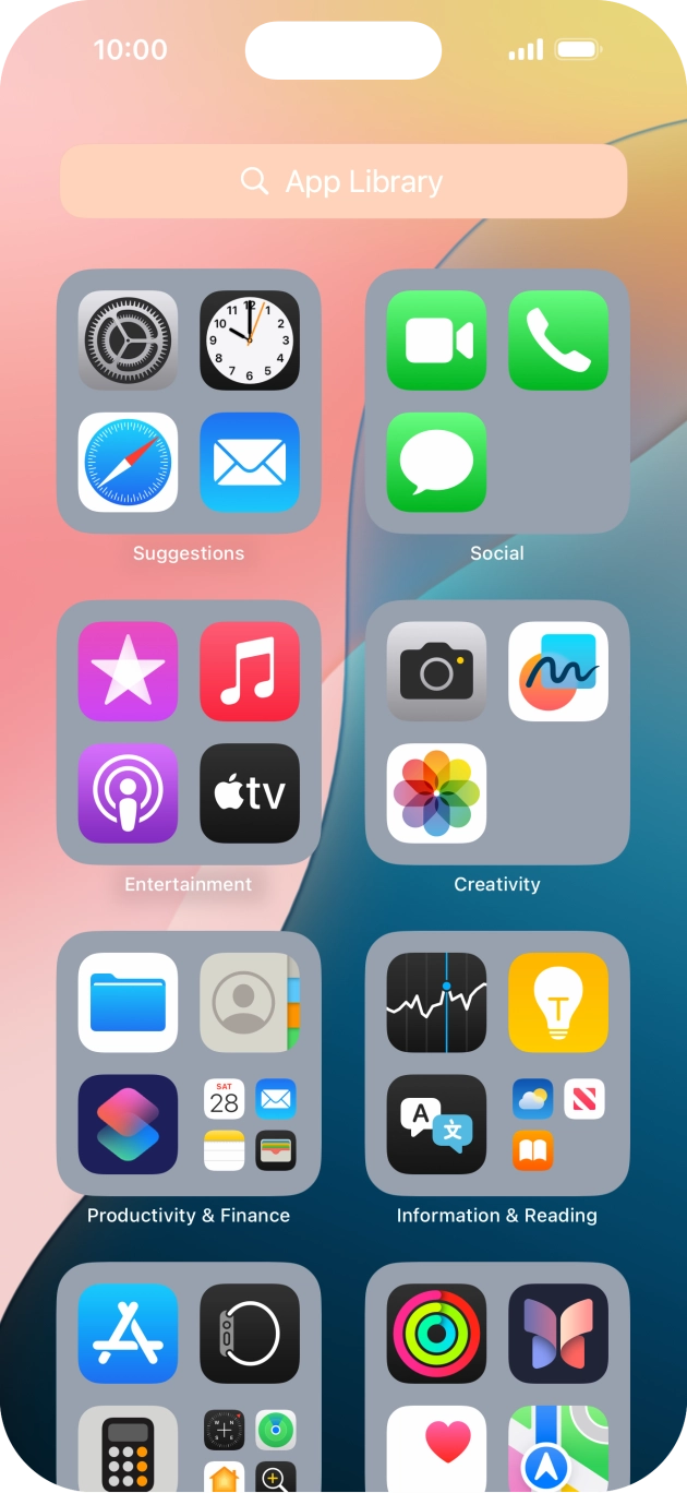 Press the required app. Press the required app.