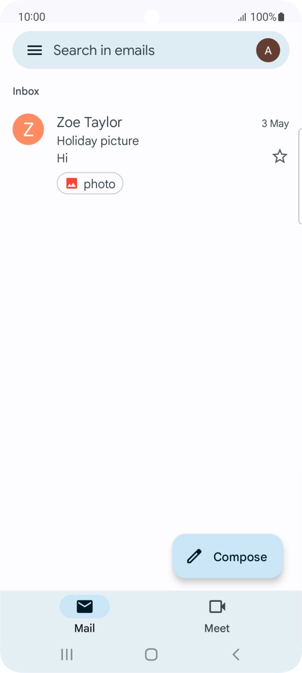 Press the email account icon. Press the email account icon.