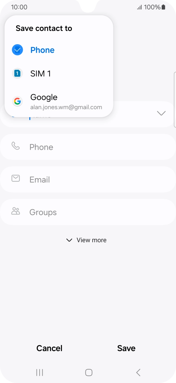 Press the required Google account.