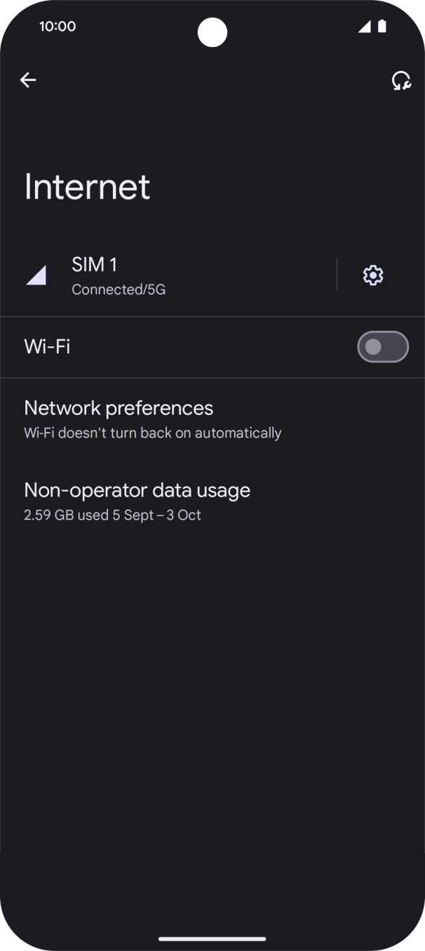 Press the indicator next to 'Wi-Fi' to turn on the function.