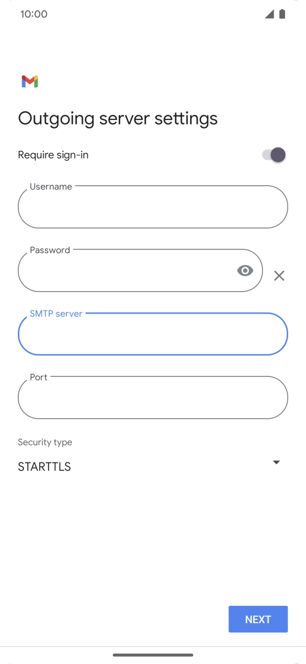 Press the field below 'Port' and key in 25.
