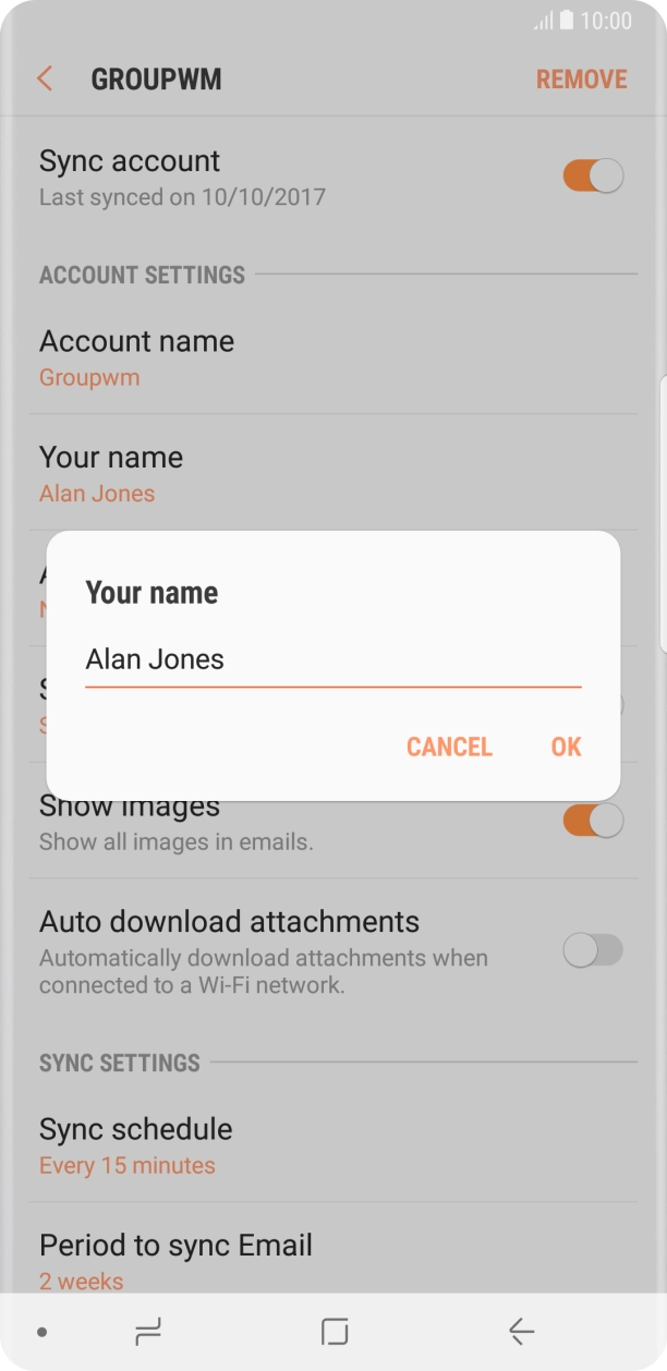 Key in the required sender name and press OK. Key in the required sender name and press OK.