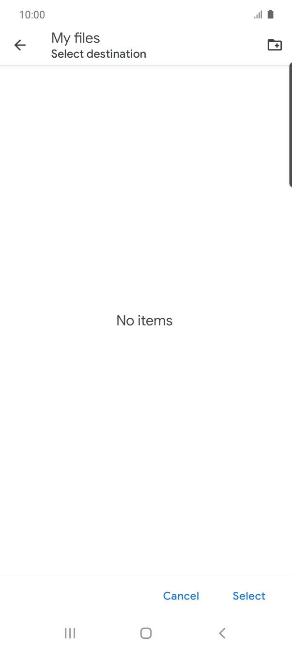 To create a new folder, press the new folder icon and follow the instructions on the screen to create a new folder.