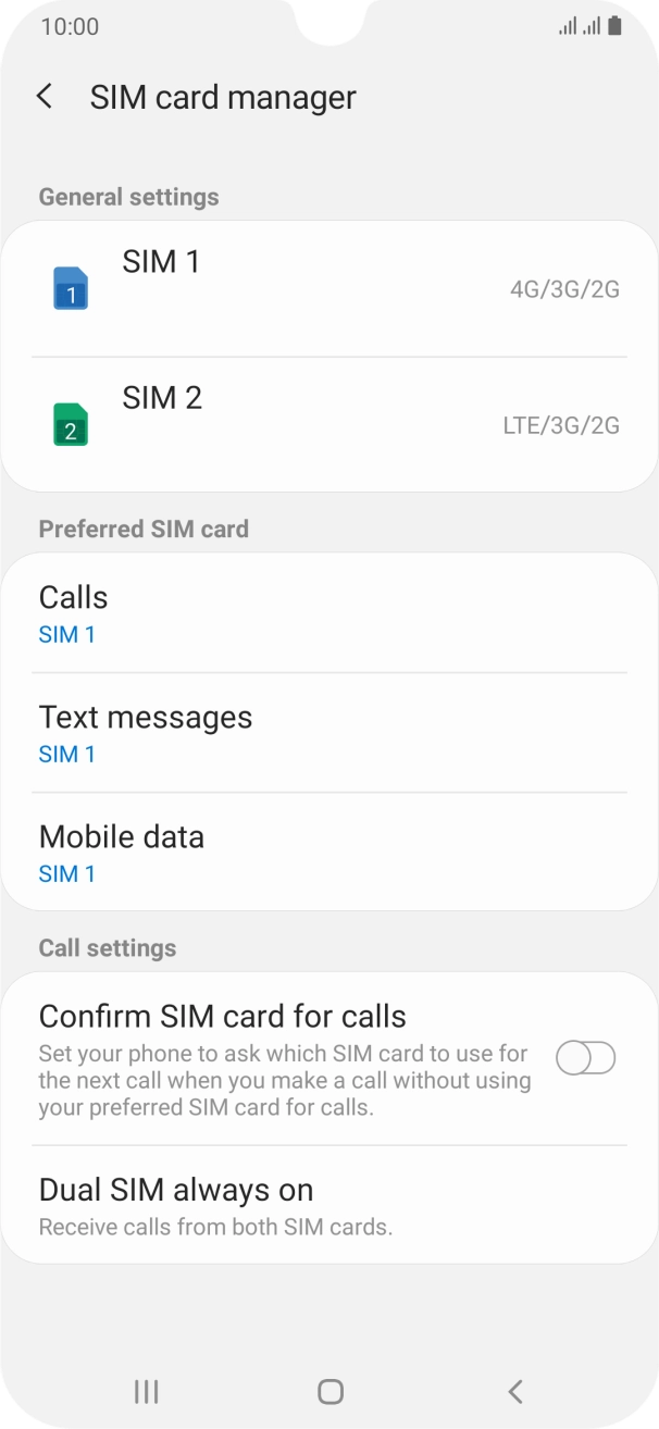 Press the required SIM.