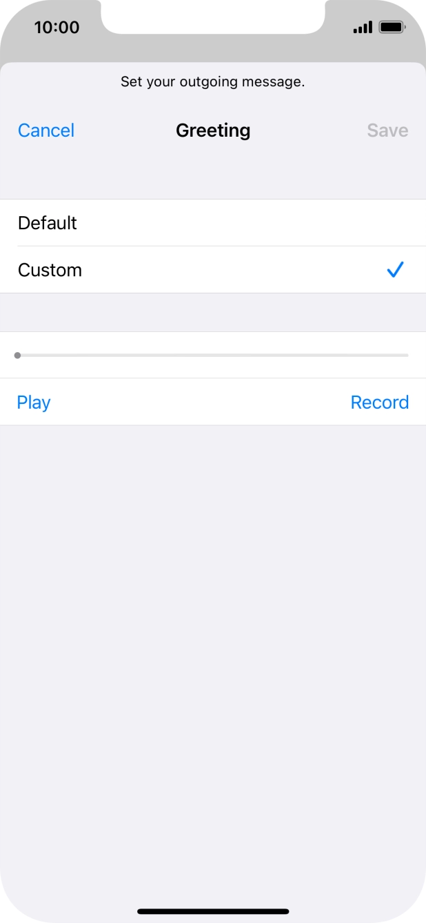 Press Record to start recording a personal greeting. Press Record to start recording a personal greeting.