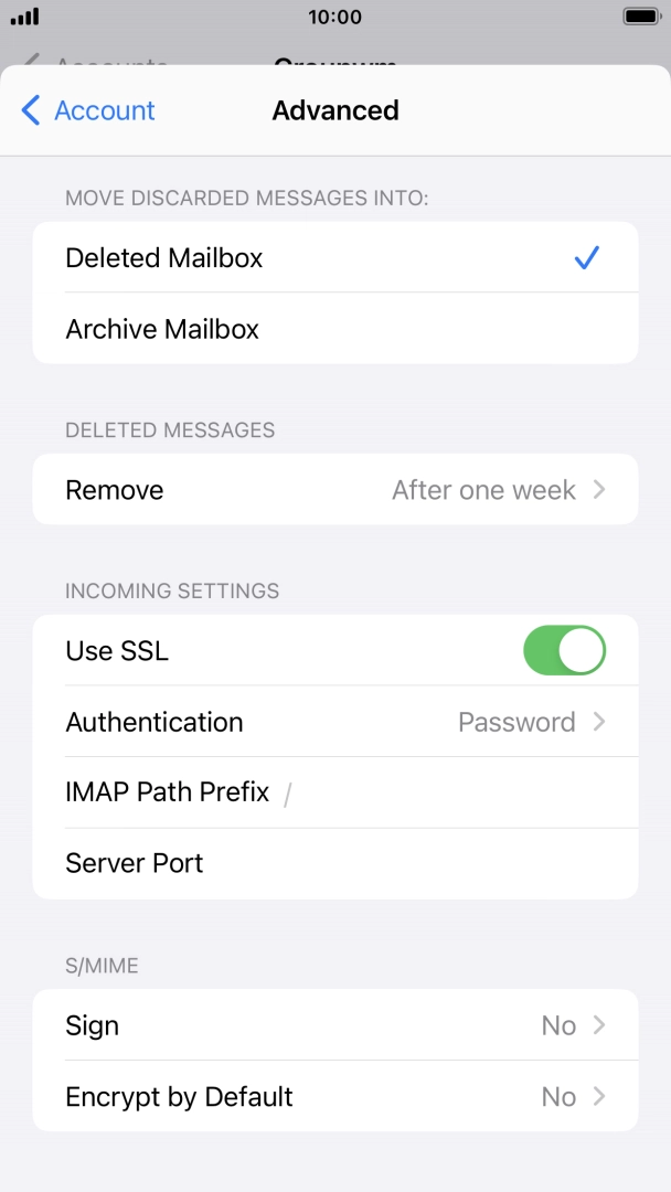 Press the indicator next to 'Use SSL' to turn off the function. Press the indicator next to 'Use SSL' to turn off the function.