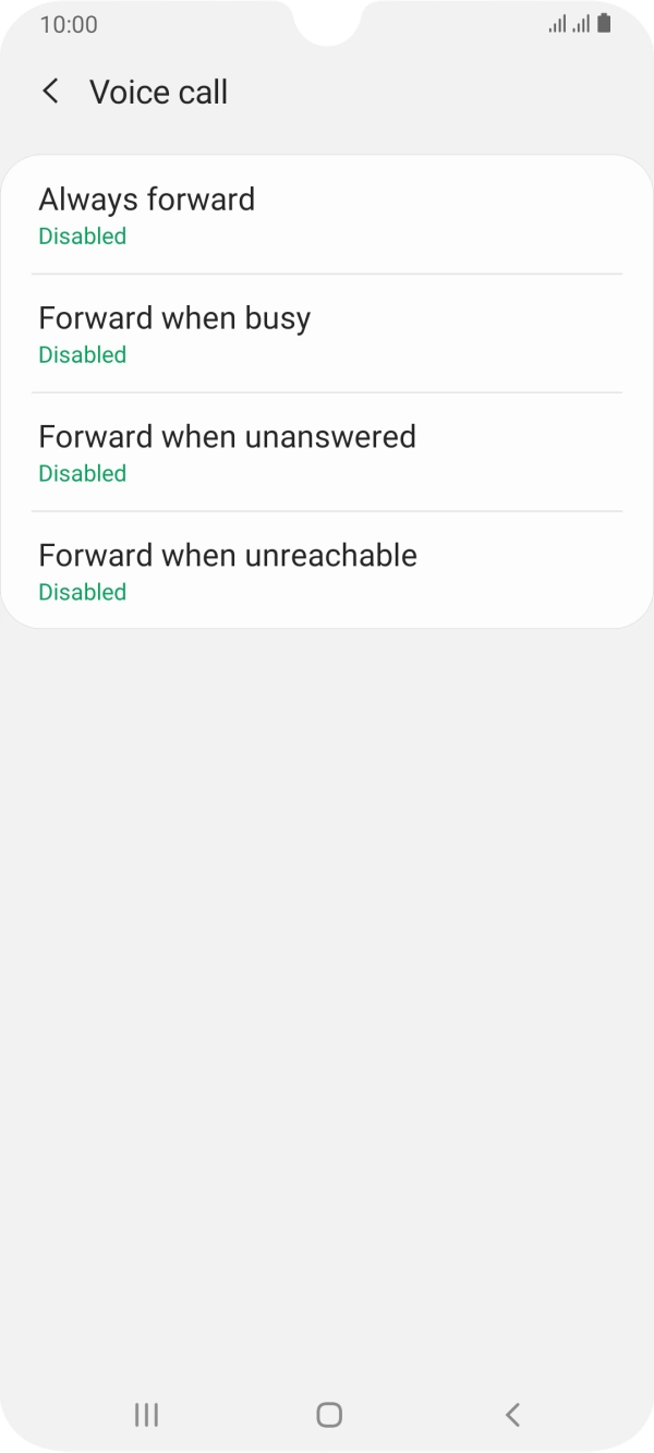 Press the required divert type. Press the required divert type.
