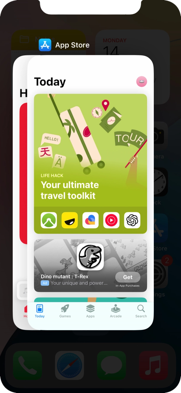 Slide upwards on the required application to end it. Slide upwards on the required application to end it.