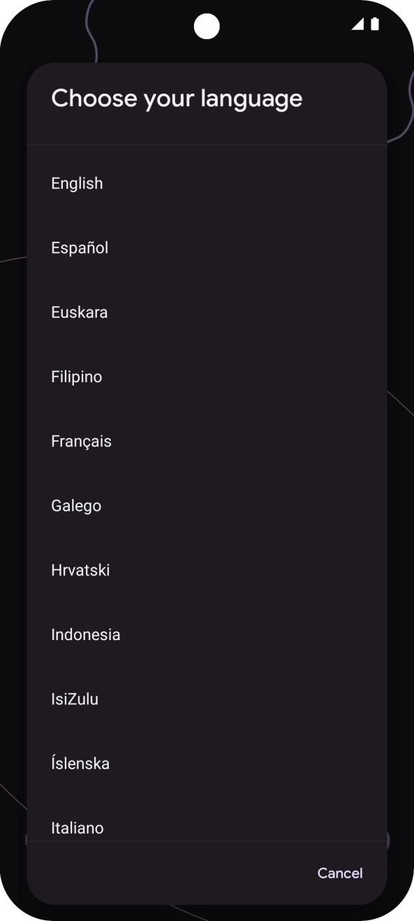 Press the required language.