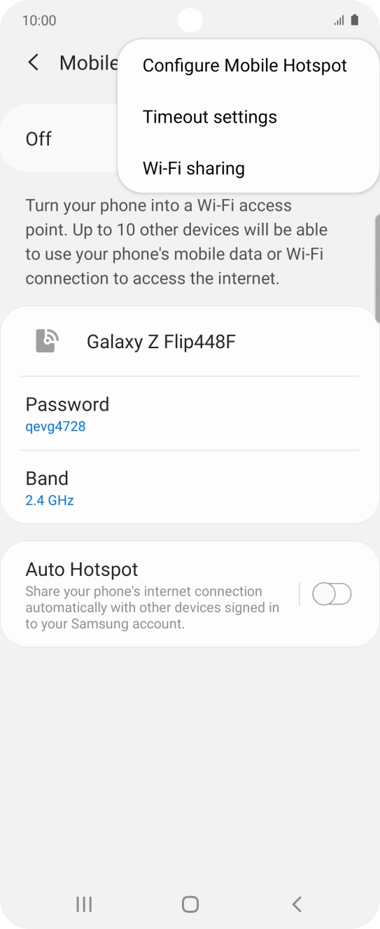 Press Configure Mobile Hotspot. Press Configure Mobile Hotspot.