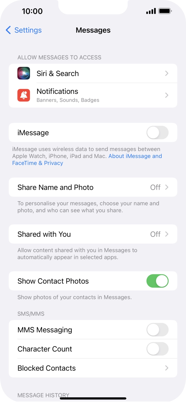Press the indicator next to 'iMessage' to turn on the function. Press the indicator next to 'iMessage' to turn on the function.